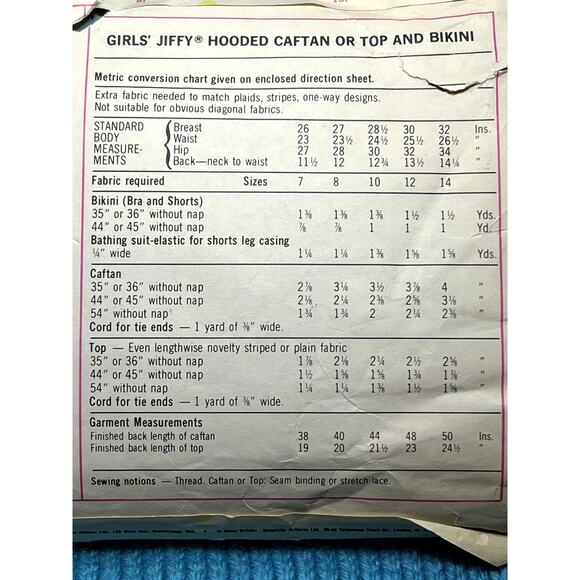 Simplicity 6994 Sewing pattern Bikini swim suit hooded caftan coverup size 10 - Picture 5 of 5